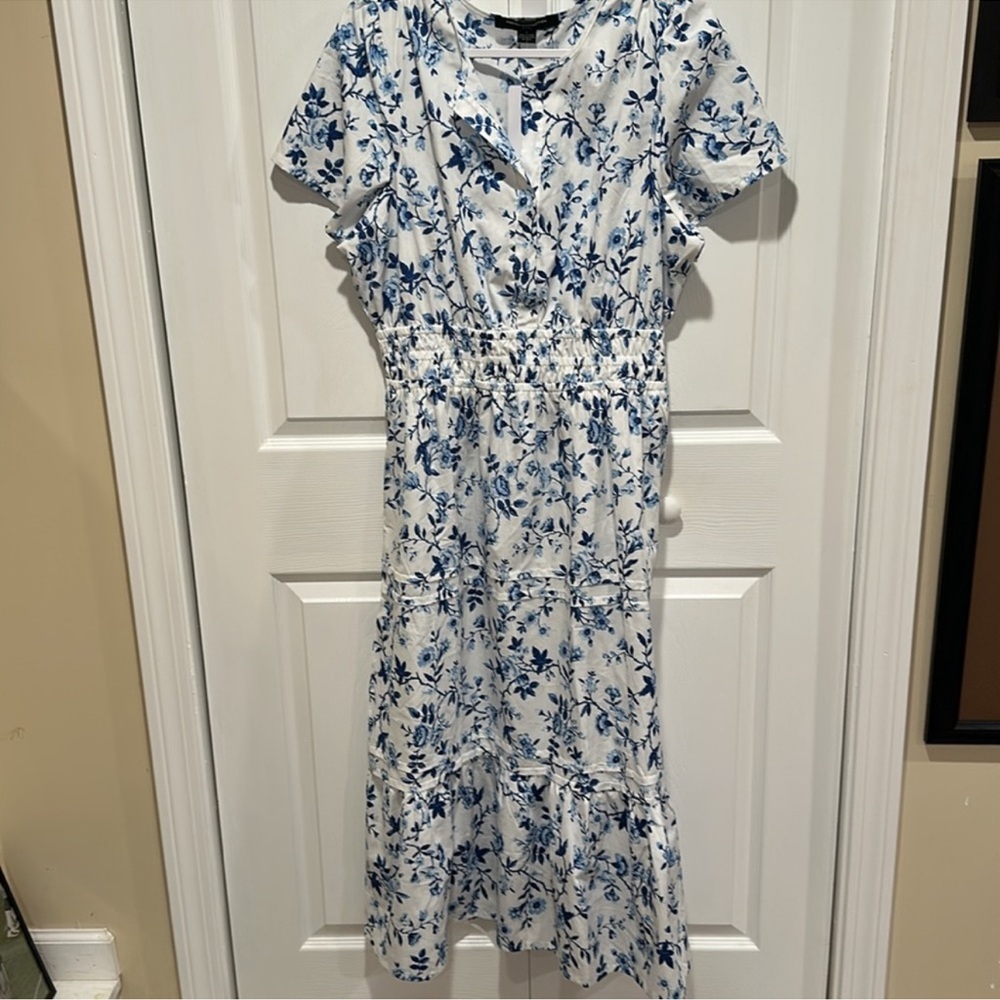 French Connection Blue and White Floral Midi Dress - Picture 6 of 7